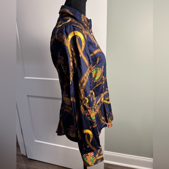 Lauren Ralph Lauren Vintage Full Printed Monogram 100% Cotton equestrian - Picture 2 of 7